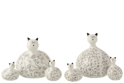 Keramisch wit/zwart kattengezicht L assortiment van 2