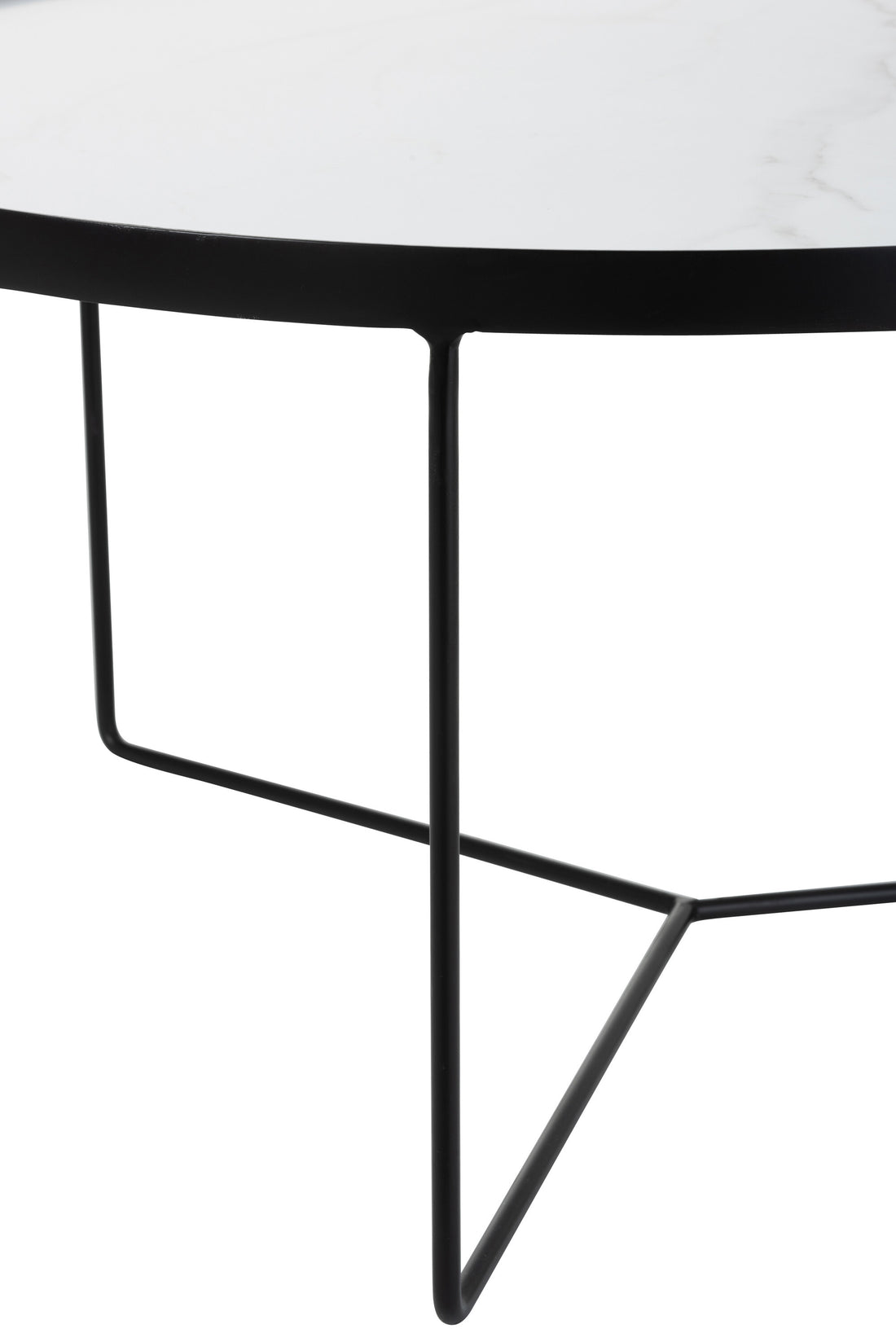 Salontafel rond MDF/IJzer Zwart/Wit Marmerachtig