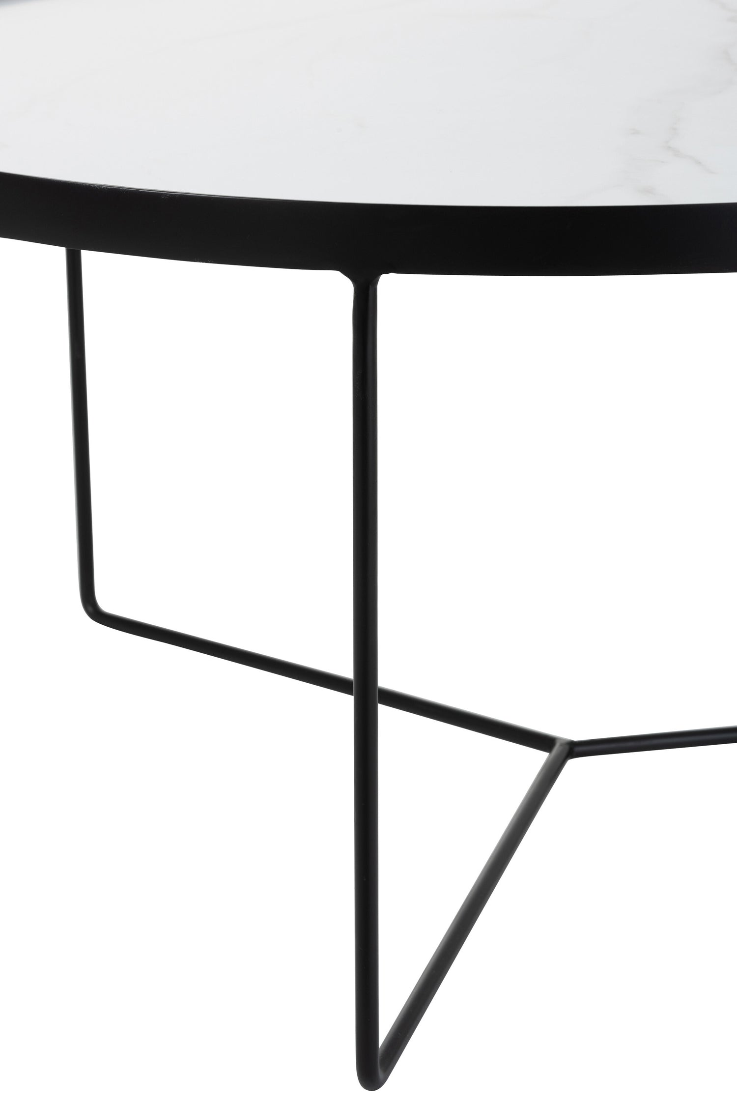 Salontafel rond MDF/IJzer Zwart/Wit Marmerachtig