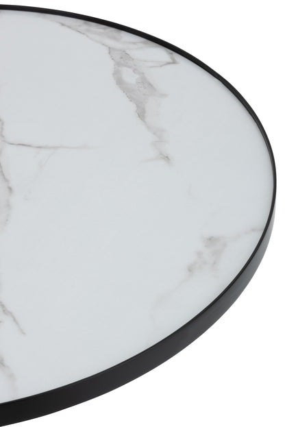 Salontafel rond MDF/IJzer Zwart/Wit Marmerachtig