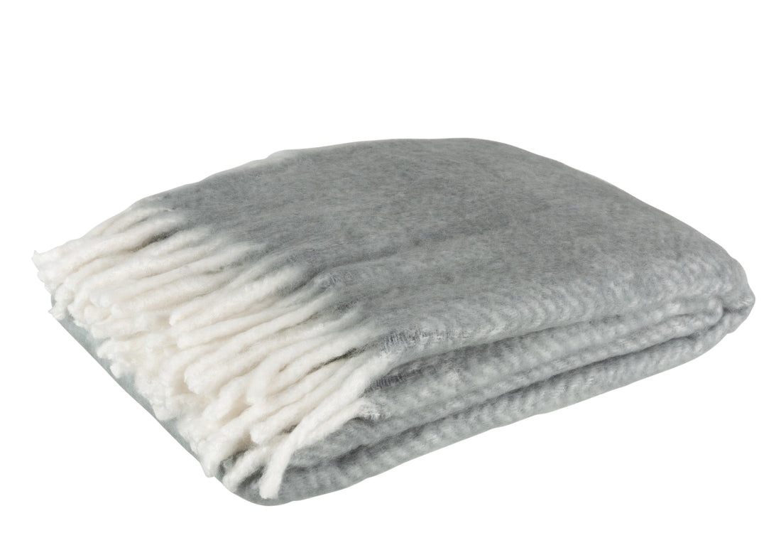 J-Line Plaid alpha - polyester - grijs/ wit - 190 x 136 cm