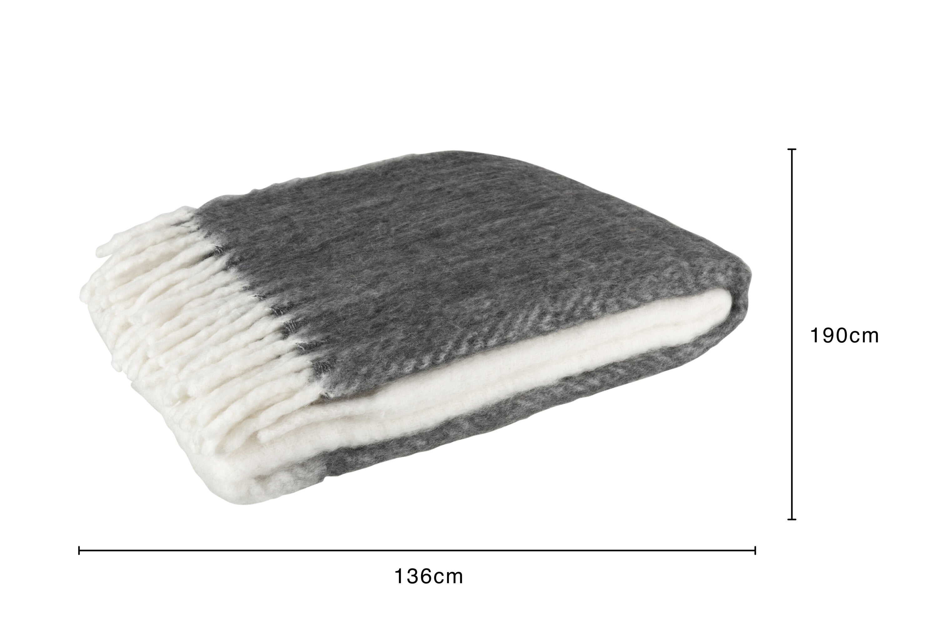 J-Line Plaid - polyester - zwart/ wit - 190 x 136 cm