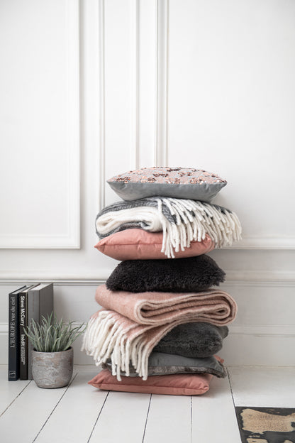 J-Line Plaid - polyester - zwart/ wit - 190 x 136 cm