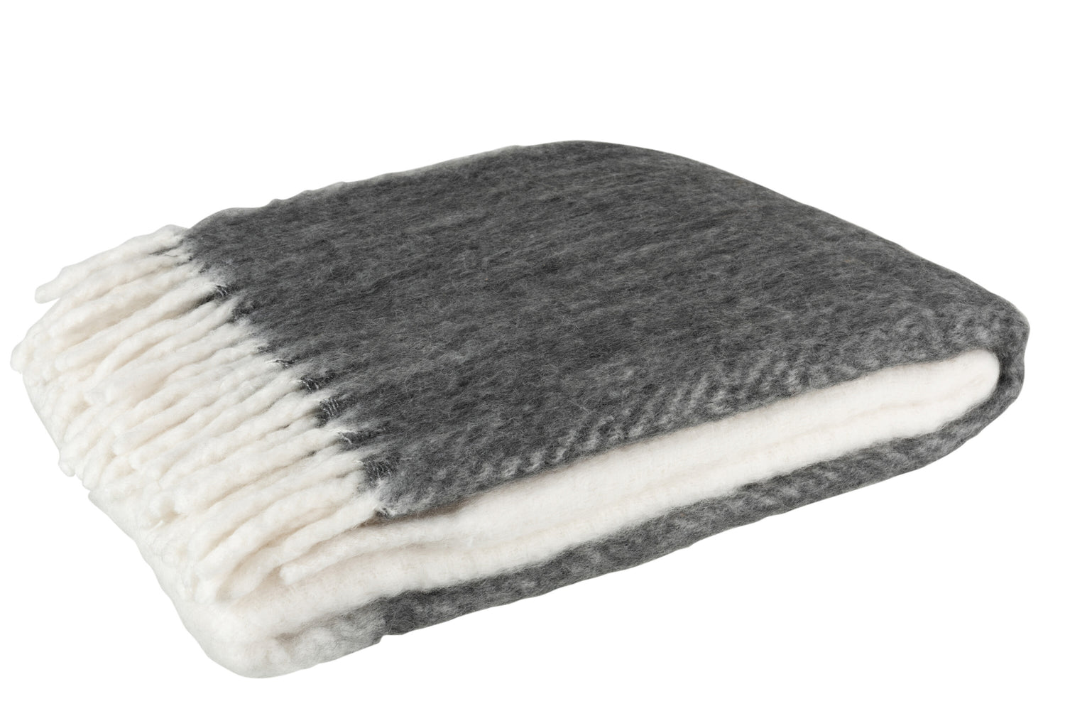 J-Line Plaid - polyester - zwart/ wit - 190 x 136 cm