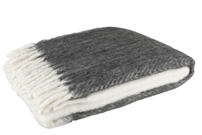 J-Line Plaid - polyester - zwart/ wit - 190 x 136 cm