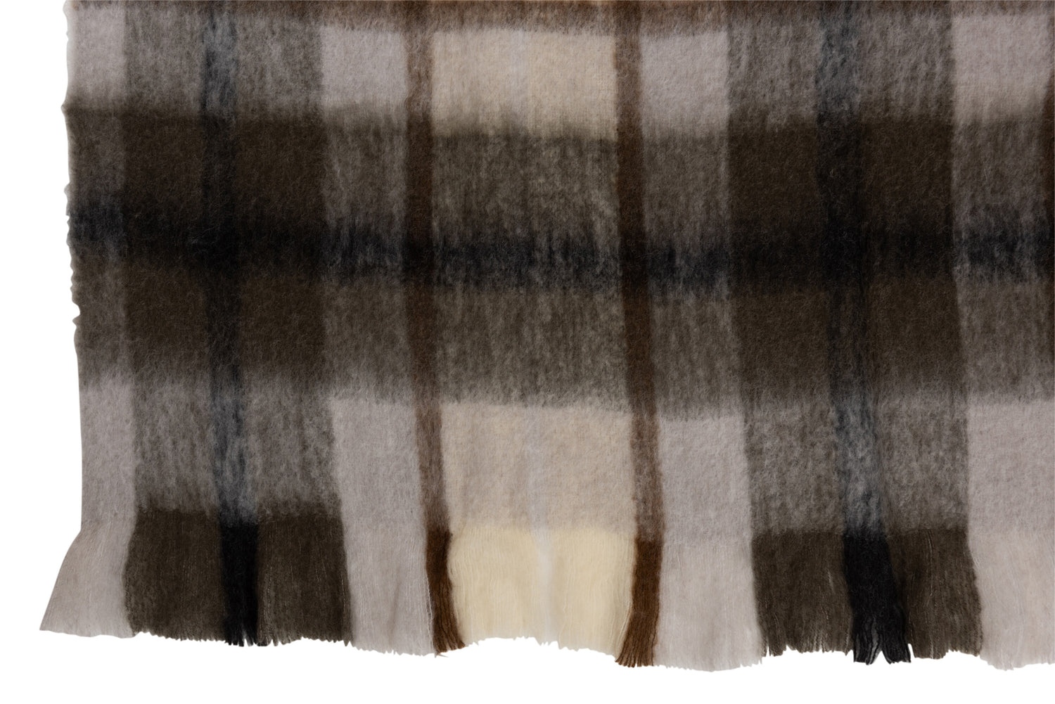 J-Line Plaid ruit - polyester - bruin/ grijs/ wit - 190 x 136 cm