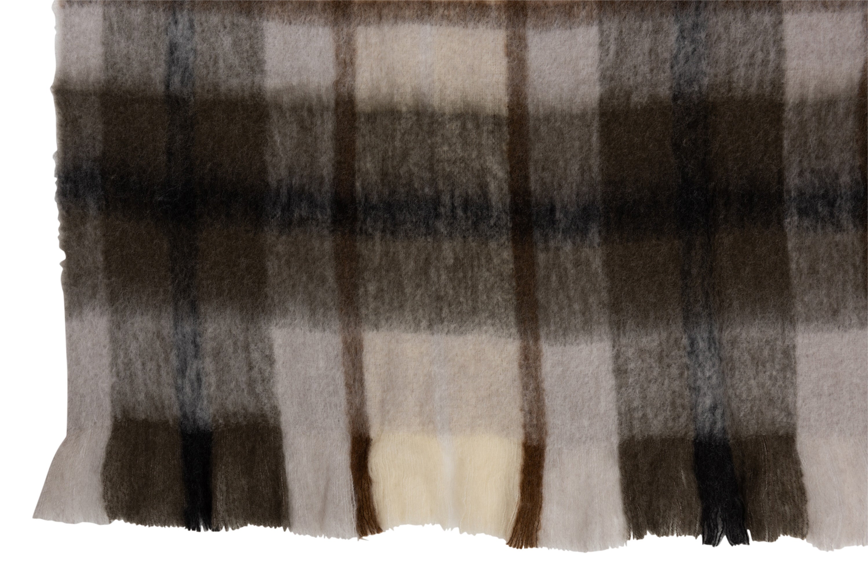J-Line Plaid ruit - polyester - bruin/ grijs/ wit - 190 x 136 cm