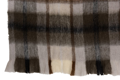 J-Line Plaid ruit - polyester - bruin/ grijs/ wit - 190 x 136 cm