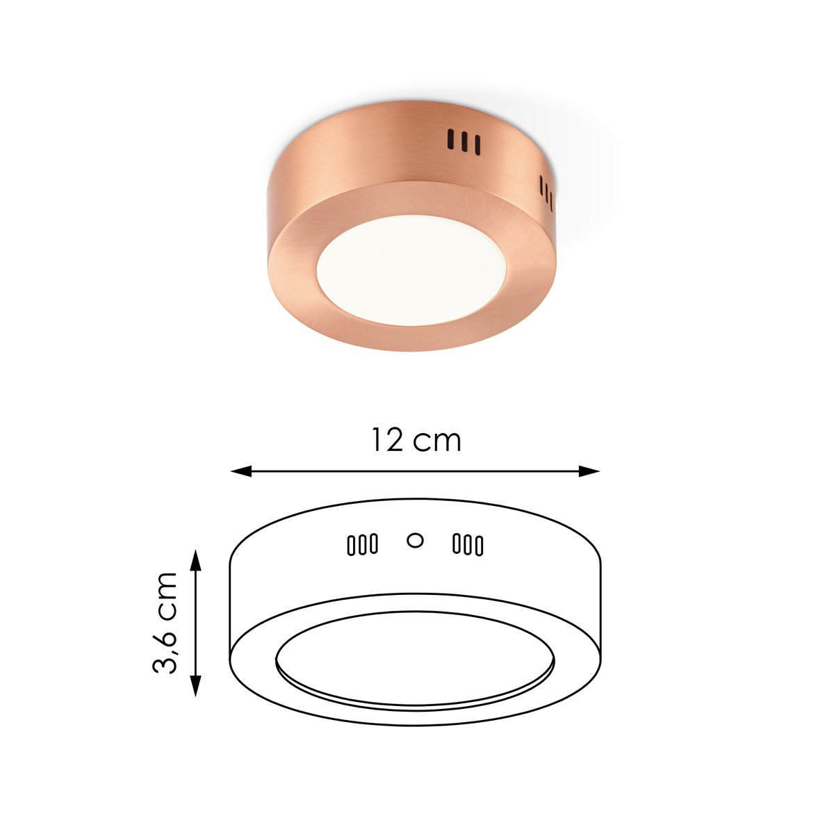 LED Plafondlamp Ska - Koper - Rond 12/12/3.6cm