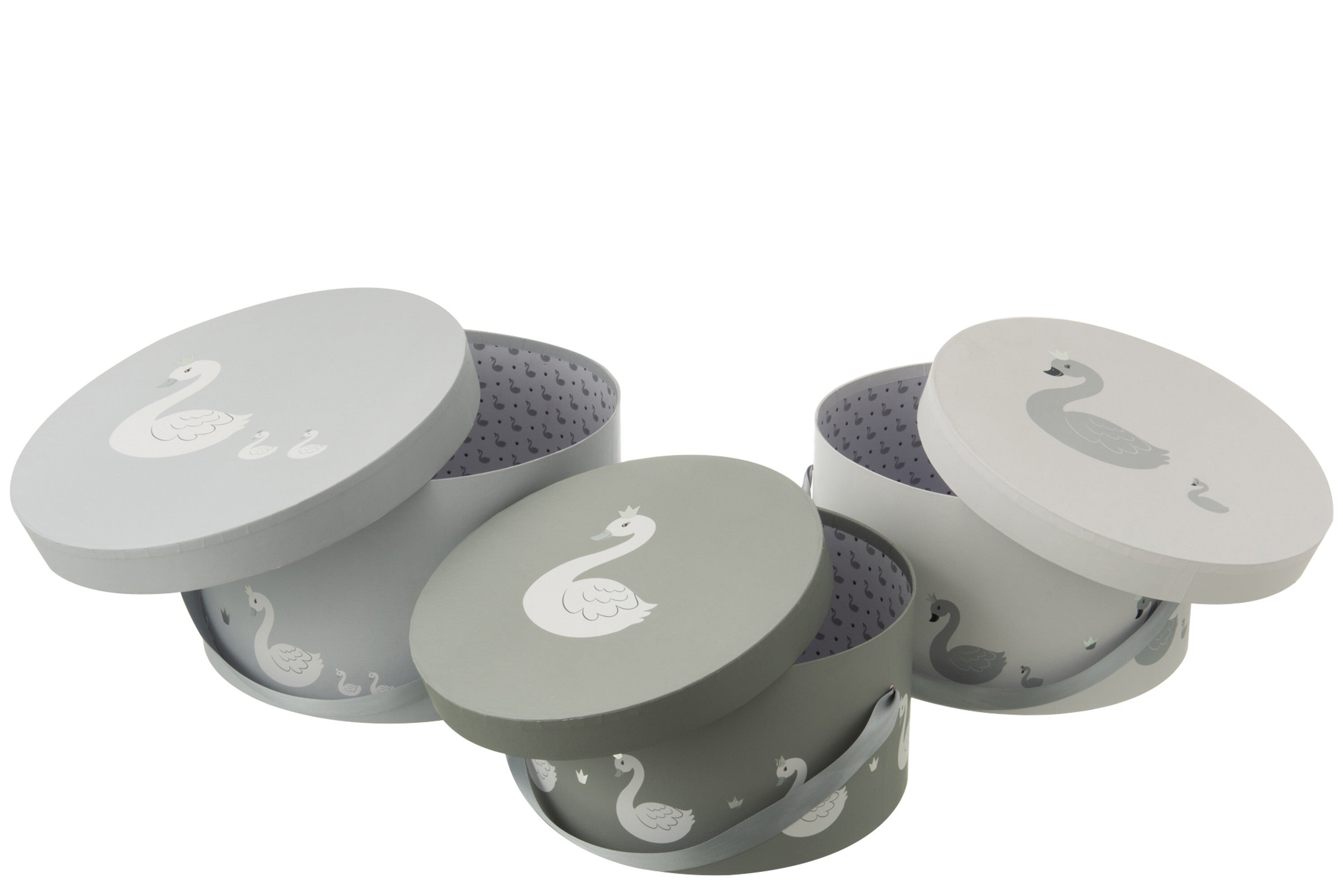 J-Line Set Van 3 Dozen Zwaan Papier Wit/Grijs