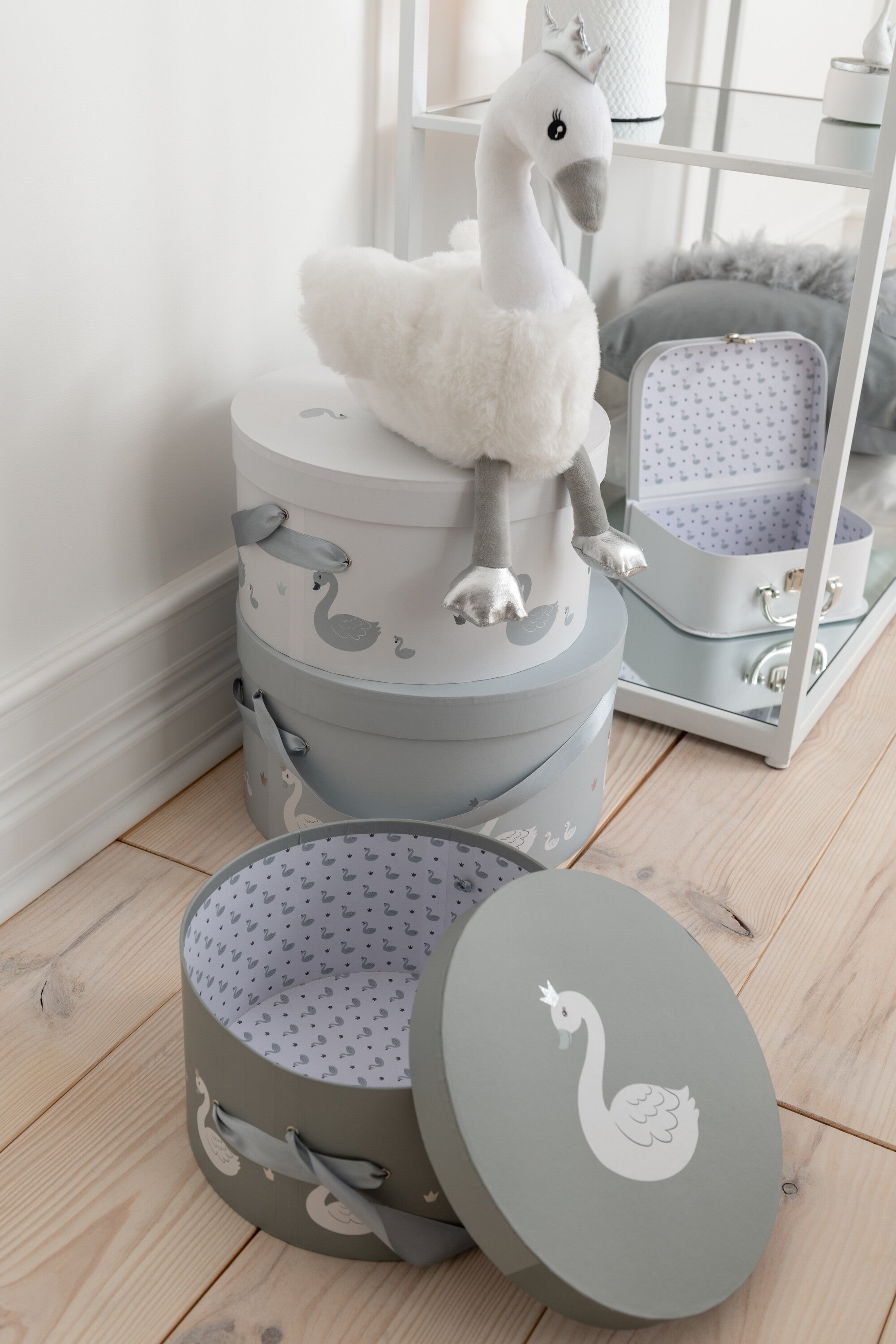 J-Line Set Van 3 Dozen Zwaan Papier Wit/Grijs