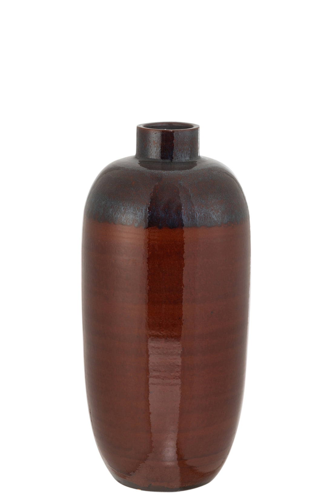 Vaas met rand en hals van keramiek zwart/blauw/rood medium