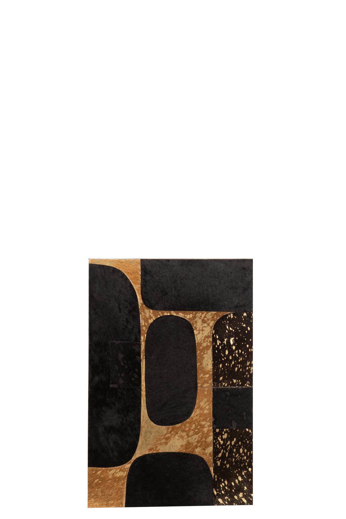 J-Line Kader Rechthoek Ovaal Leder Zwart/Goud Small