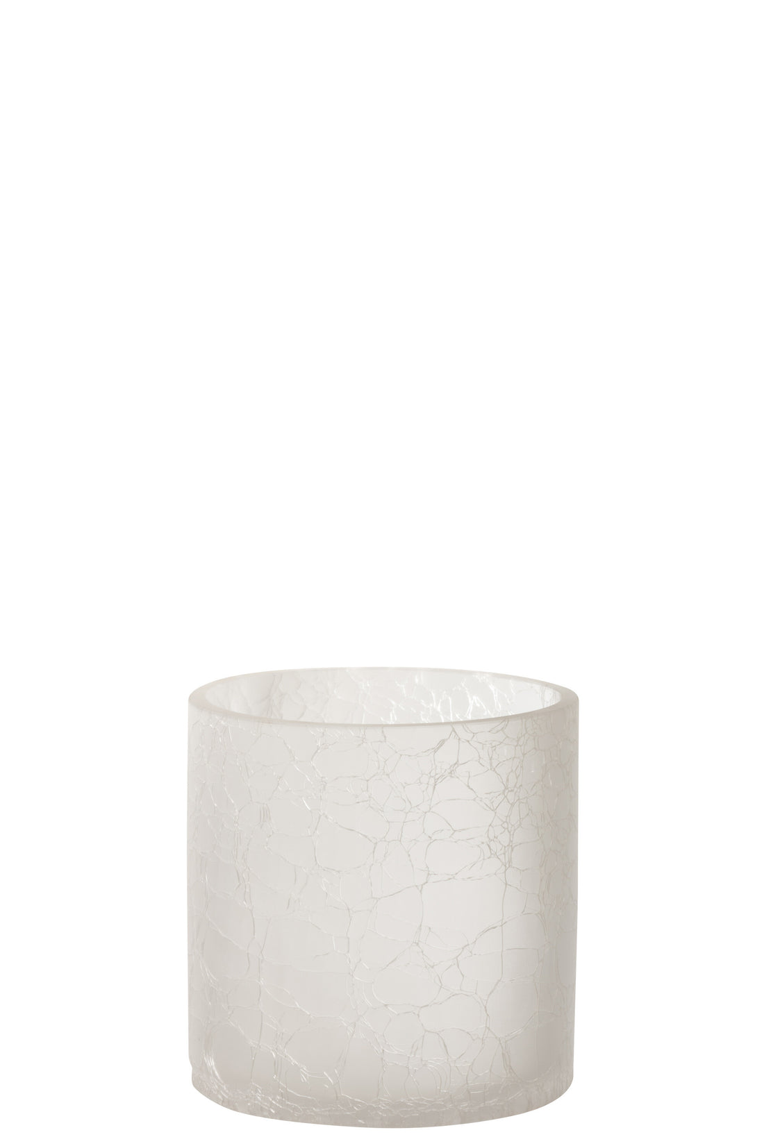 J-Line Lantaarn Cilinder Craquele Glas Mat Wit Medium
