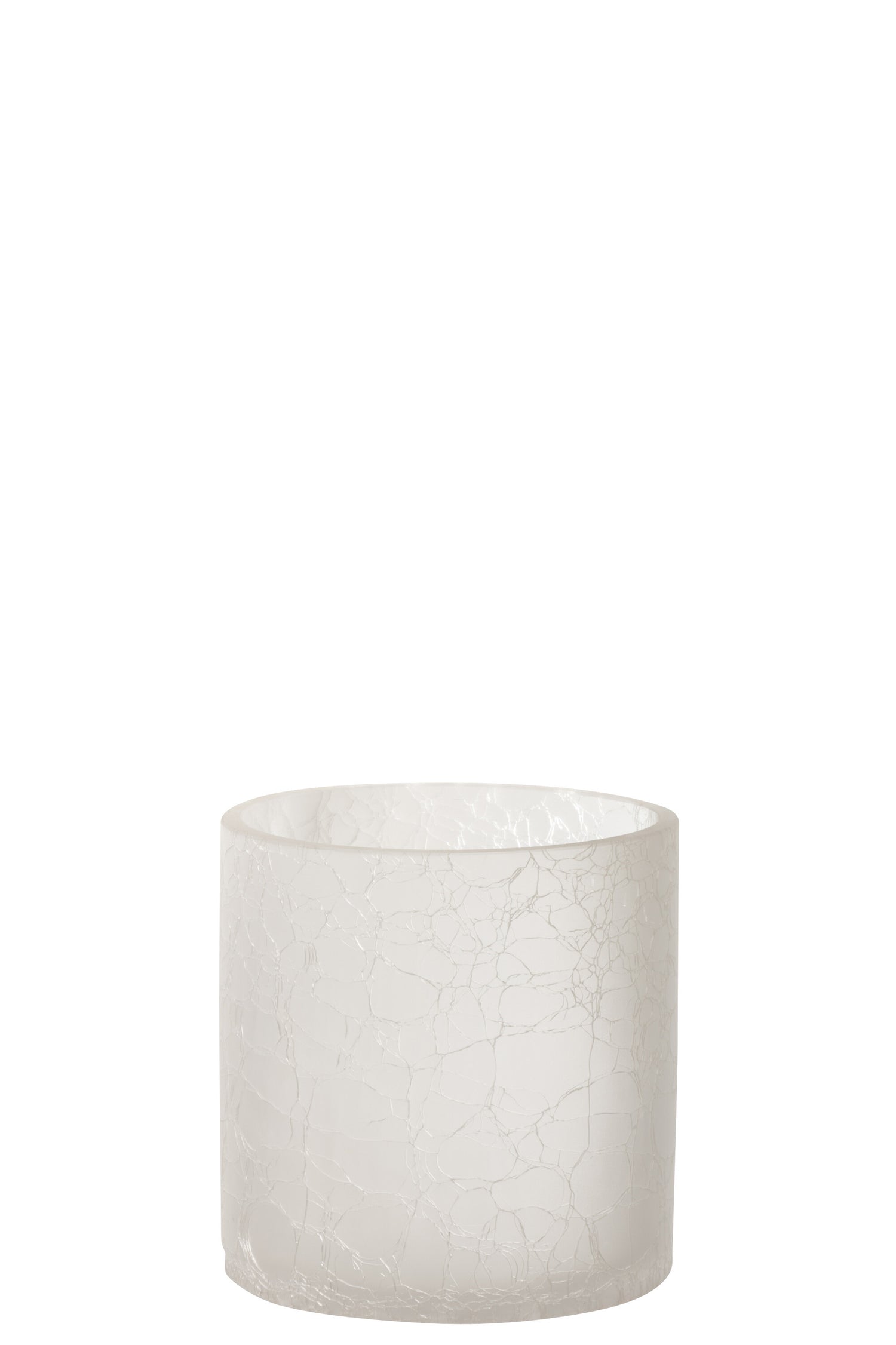J-Line Lantaarn Cilinder Craquele Glas Mat Wit Medium