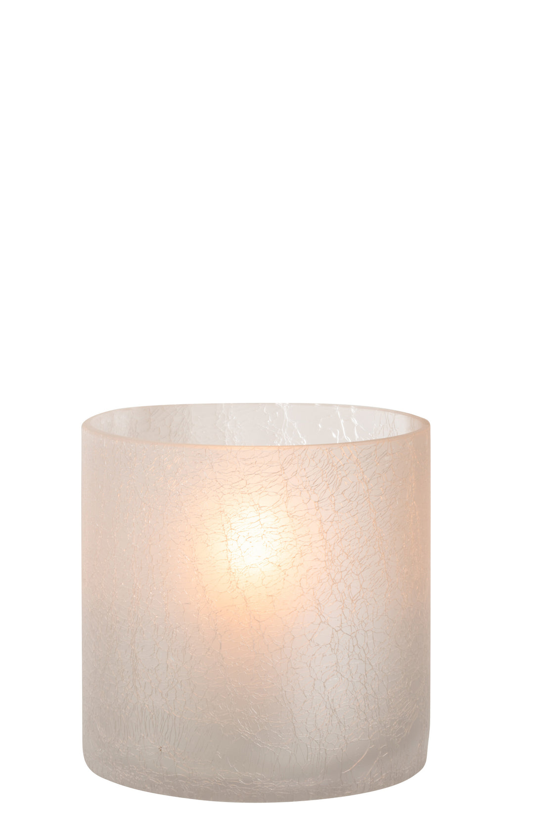 J-Line Lantaarn Cilinder Craquele Glas Mat Wit Large
