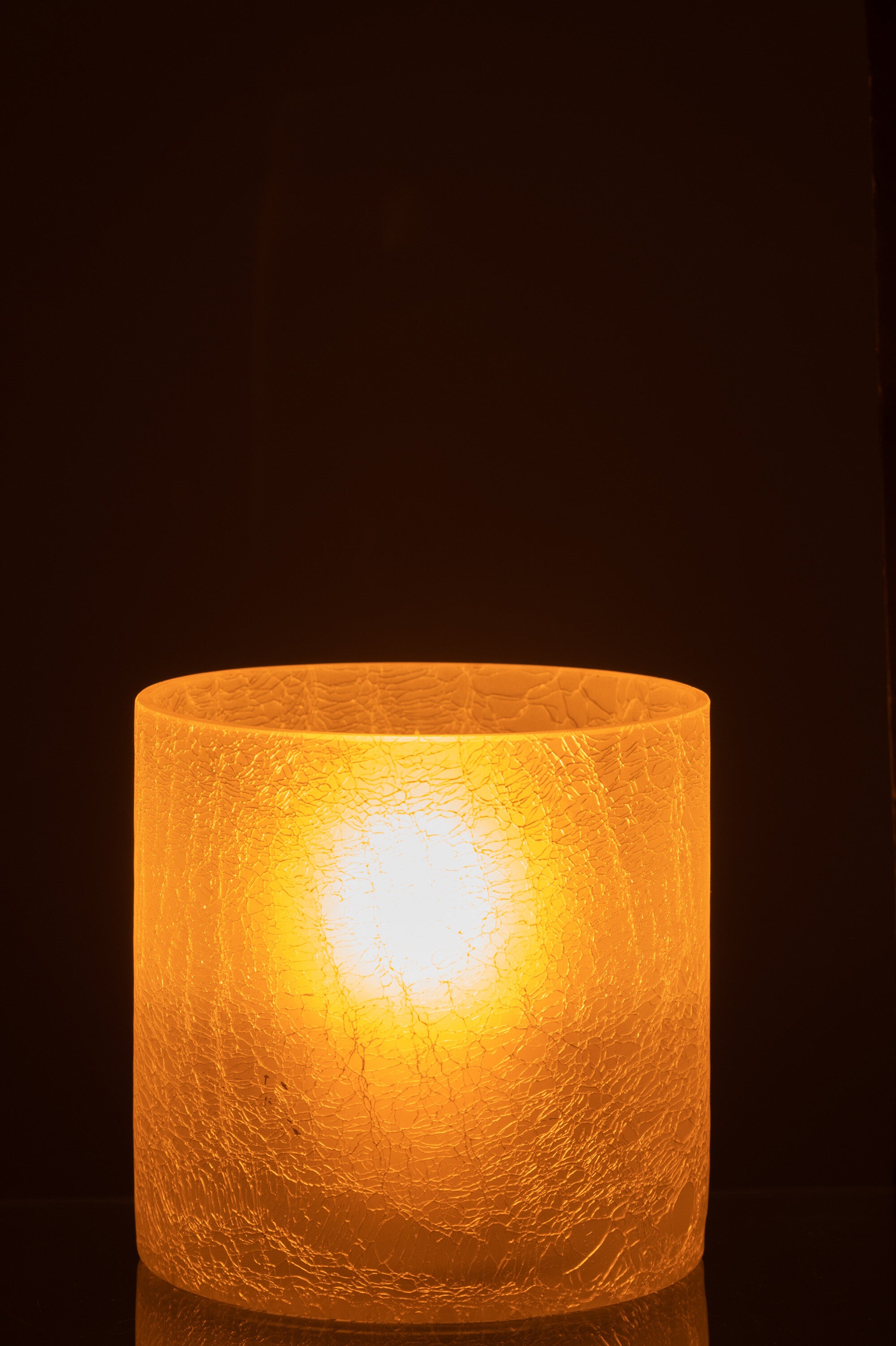 J-Line Lantaarn Cilinder Craquele Glas Mat Wit Large