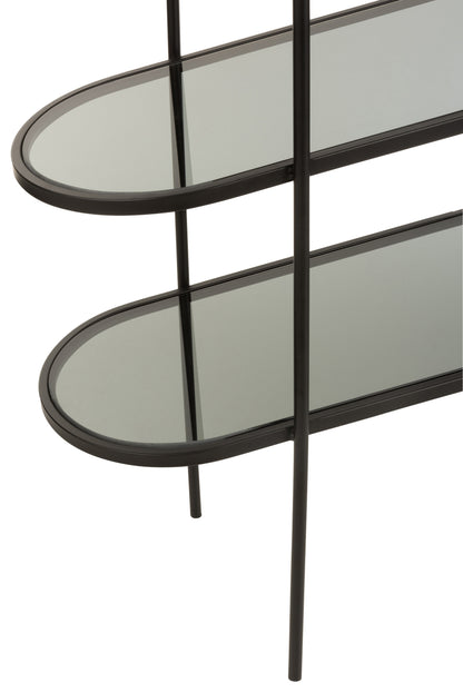 Rek 3 niveaus Metaal/Glas Zwart