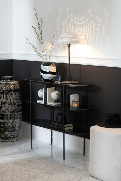 Rek 3 niveaus Metaal/Glas Zwart