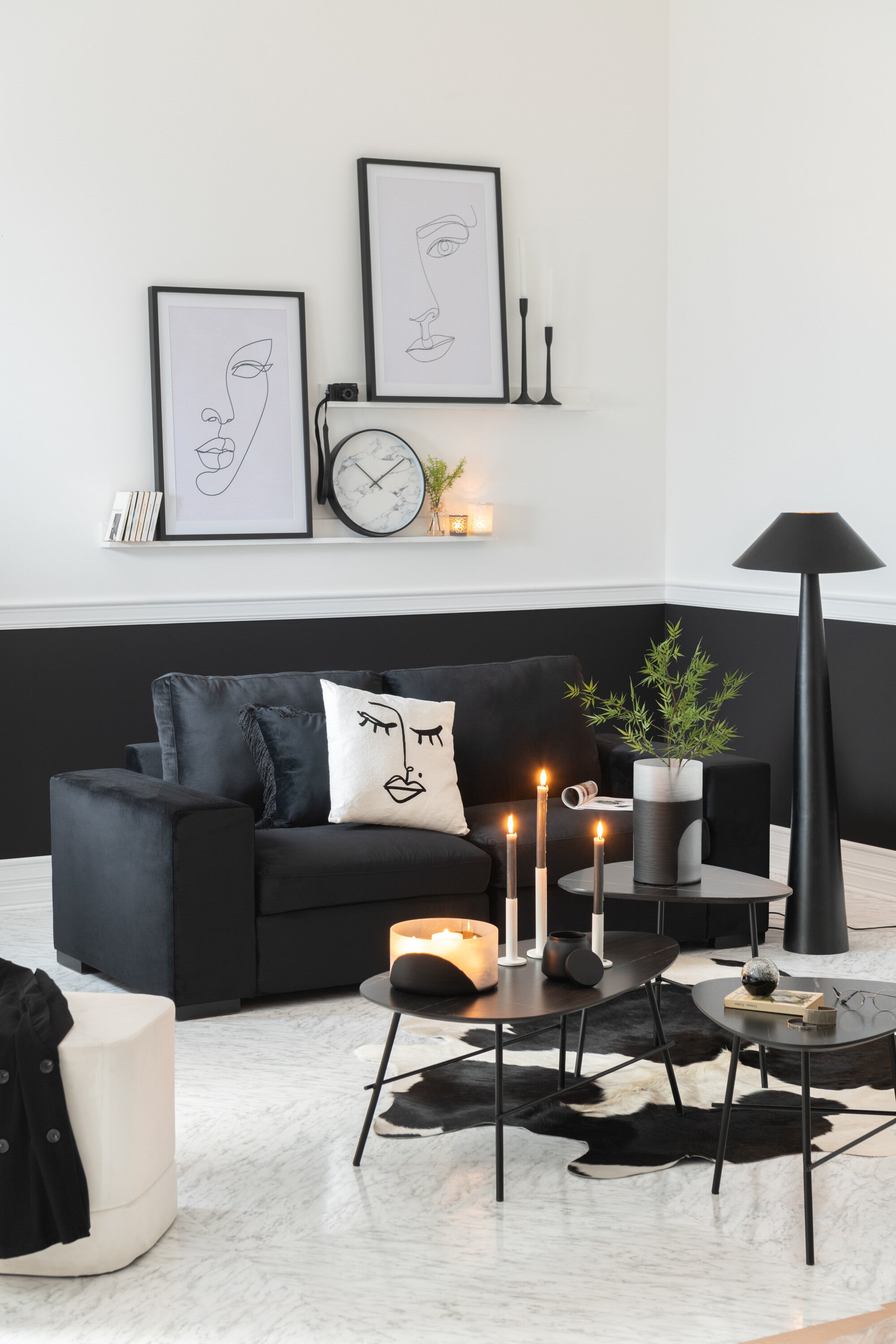 Frame Abstract Face Mdf/Glas Wit/Zwart Assortiment Van Twee