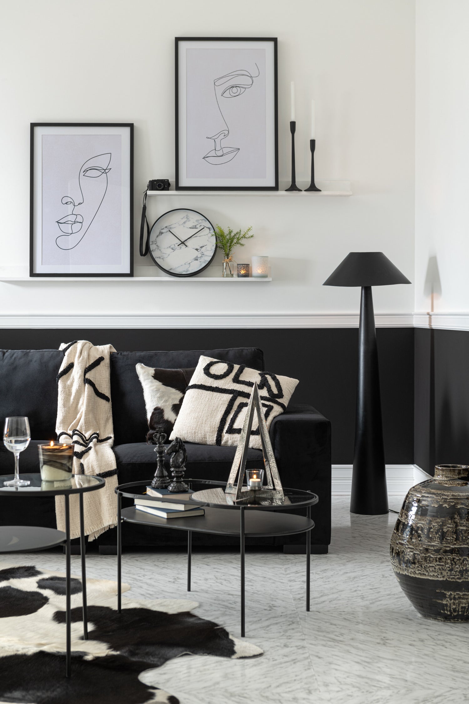 Frame Abstract Face Mdf/Glas Wit/Zwart Assortiment Van Twee