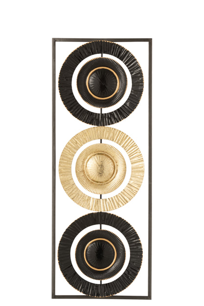 Wanddecoratie 3 Cirkels Metaal Zwart/Goud