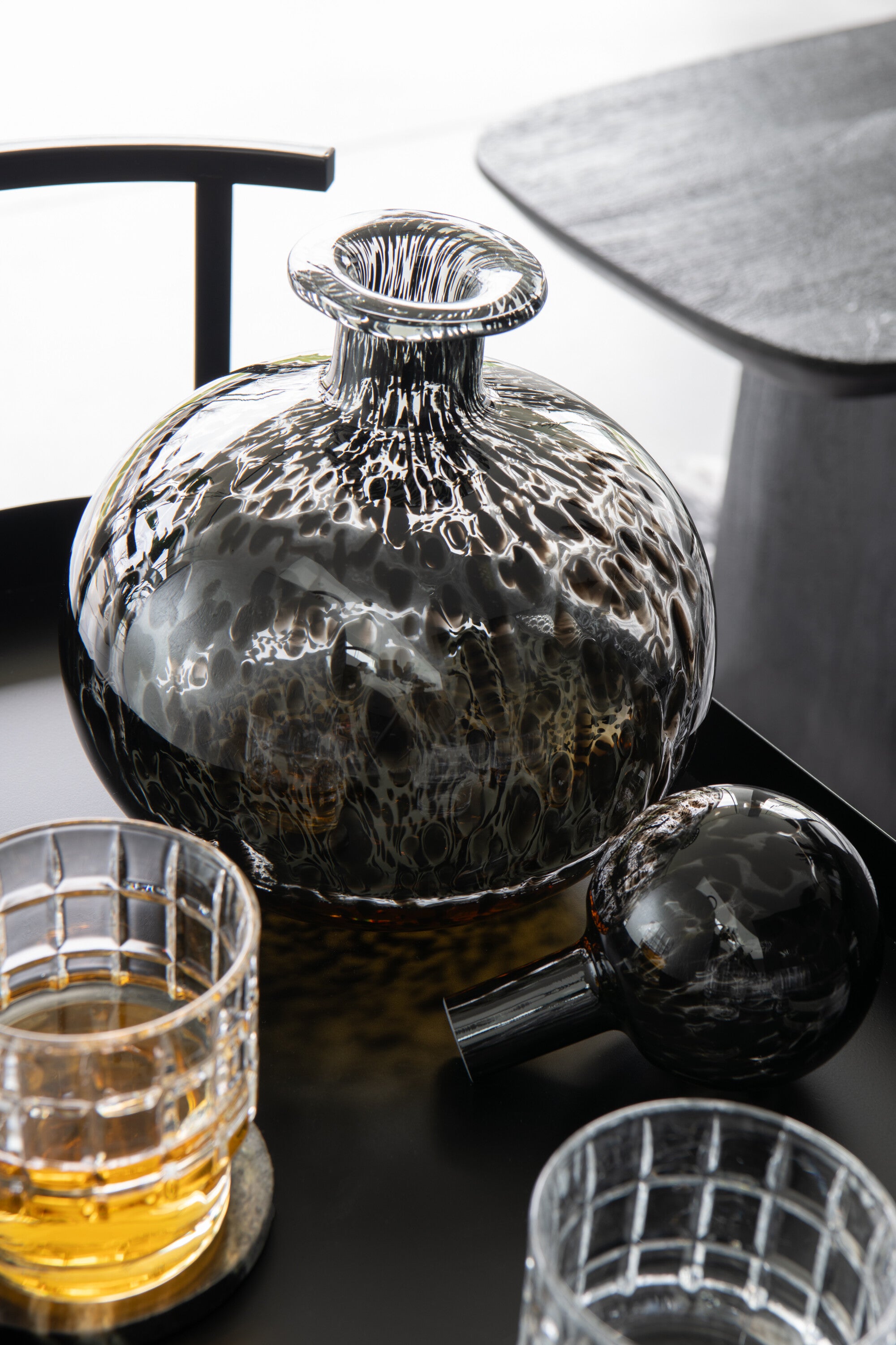 Fles + Stopcontact Punt Decoratieve Ronde Glazen Zwart