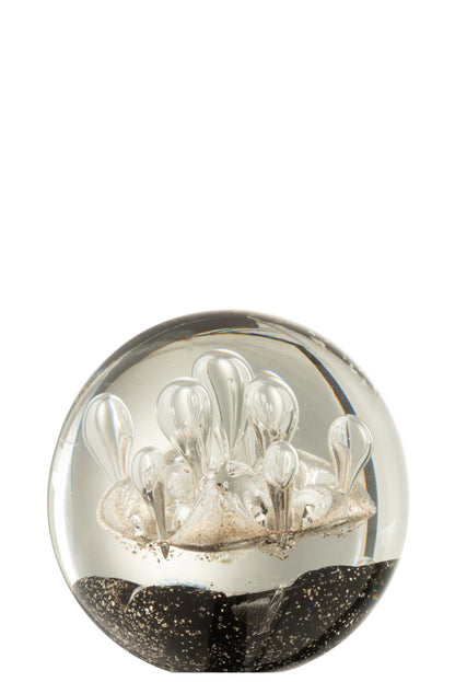 J-Line Presse Papier Vuurwerk Goud/Zwart Glas Large