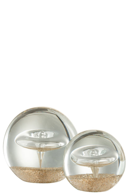 J-Line Presse Papier Ring Goud Glas Large