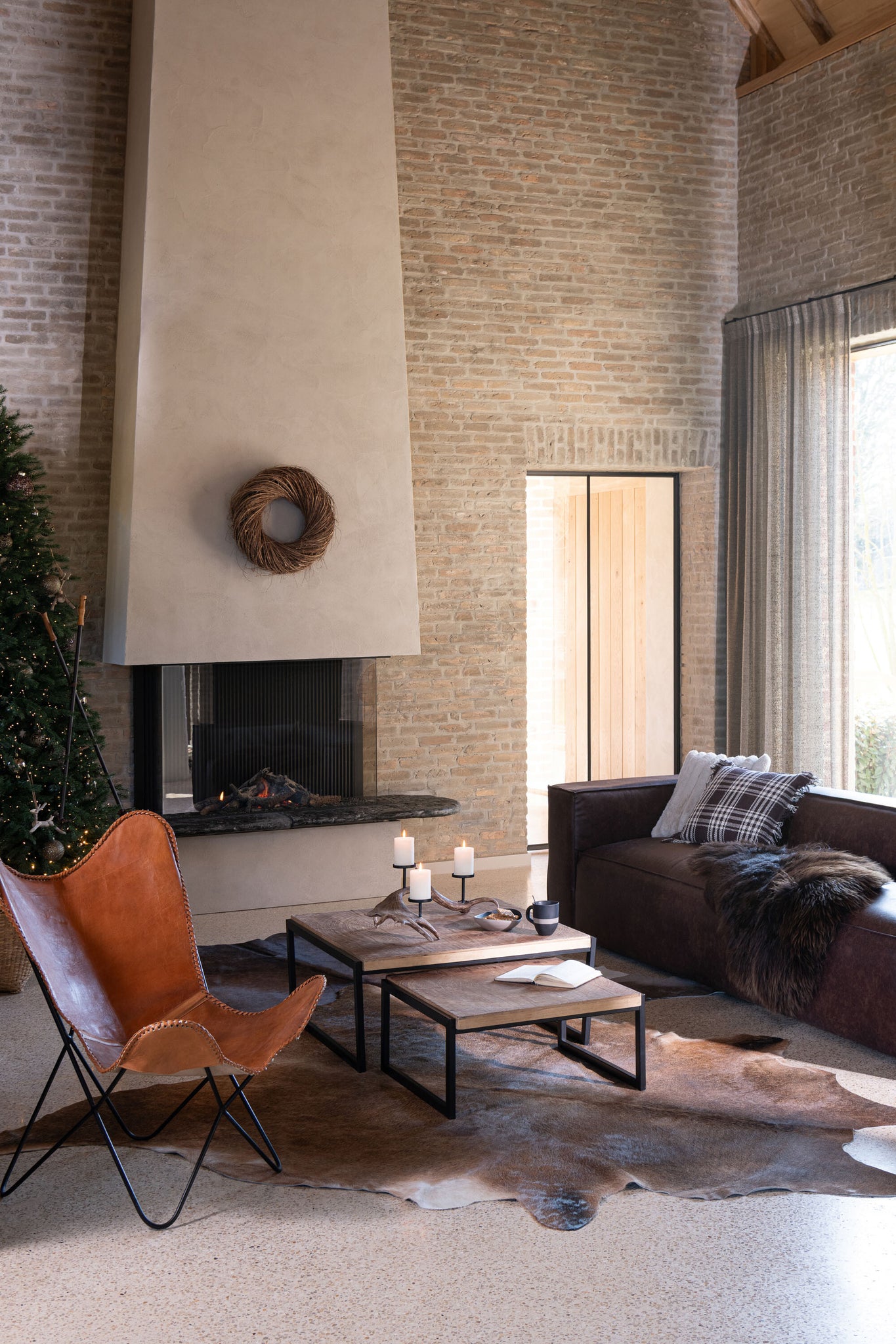 J-Line Koeienvel Leer Cognac 3-4M²