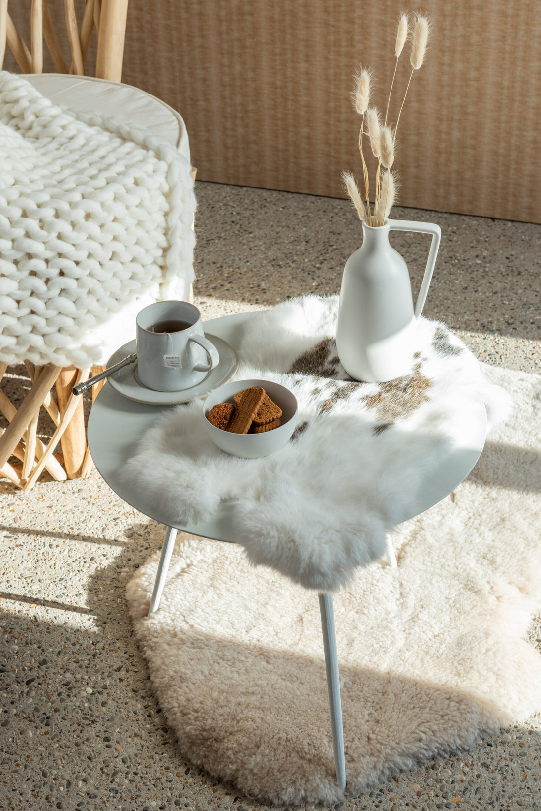 Konijnenhuid Wit/Bruine Stippen