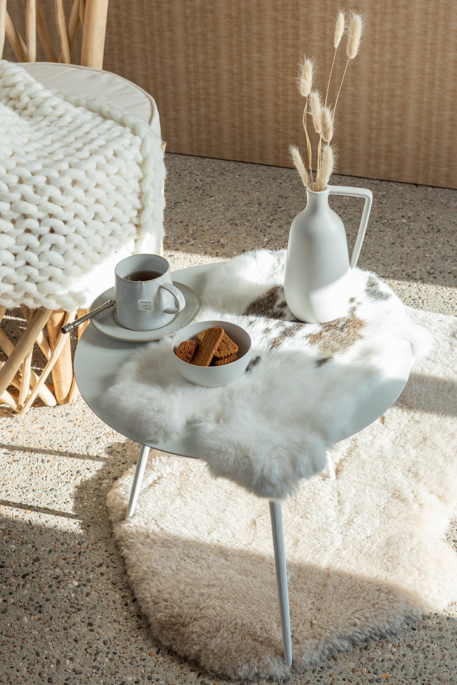 Konijnenhuid Wit/Bruine Stippen