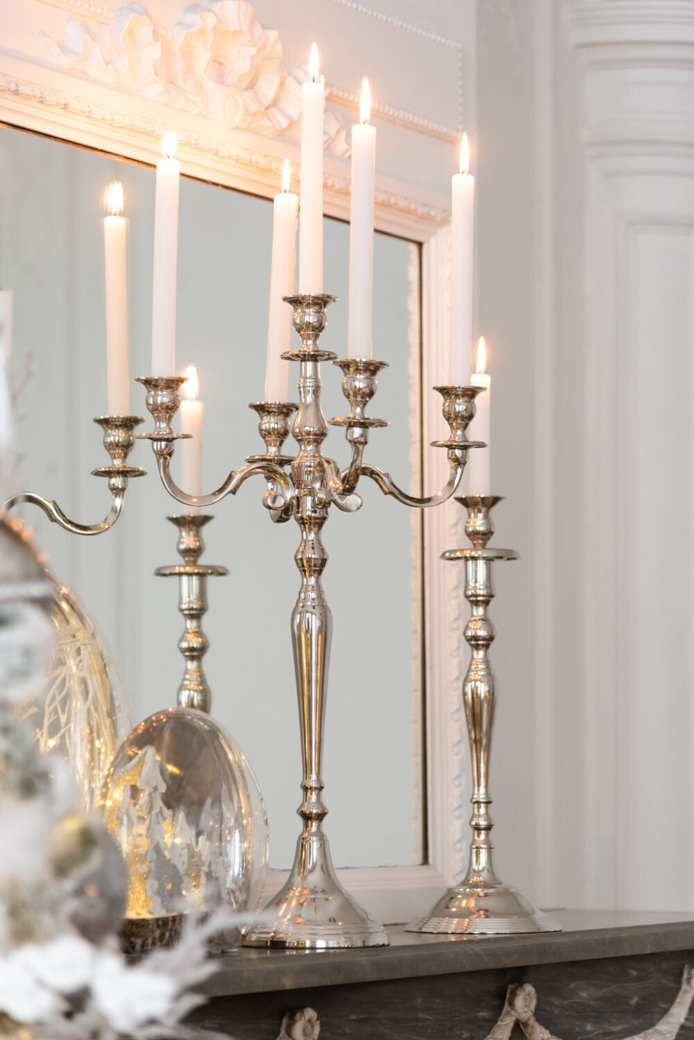 J-Line Kandelaar Klassiek Aluminium Zilver Large