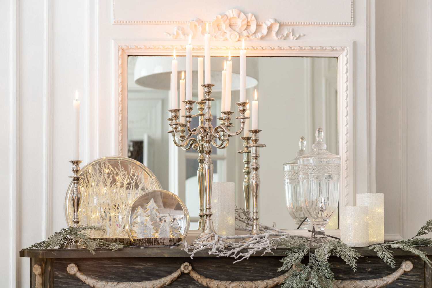 J-Line kandelaar 5-Arm Klassiek -  aluminium - zilver - large