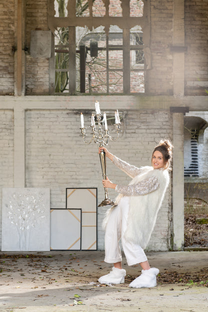 J-Line kandelaar 5-Arm Klassiek -  aluminium - zilver - large