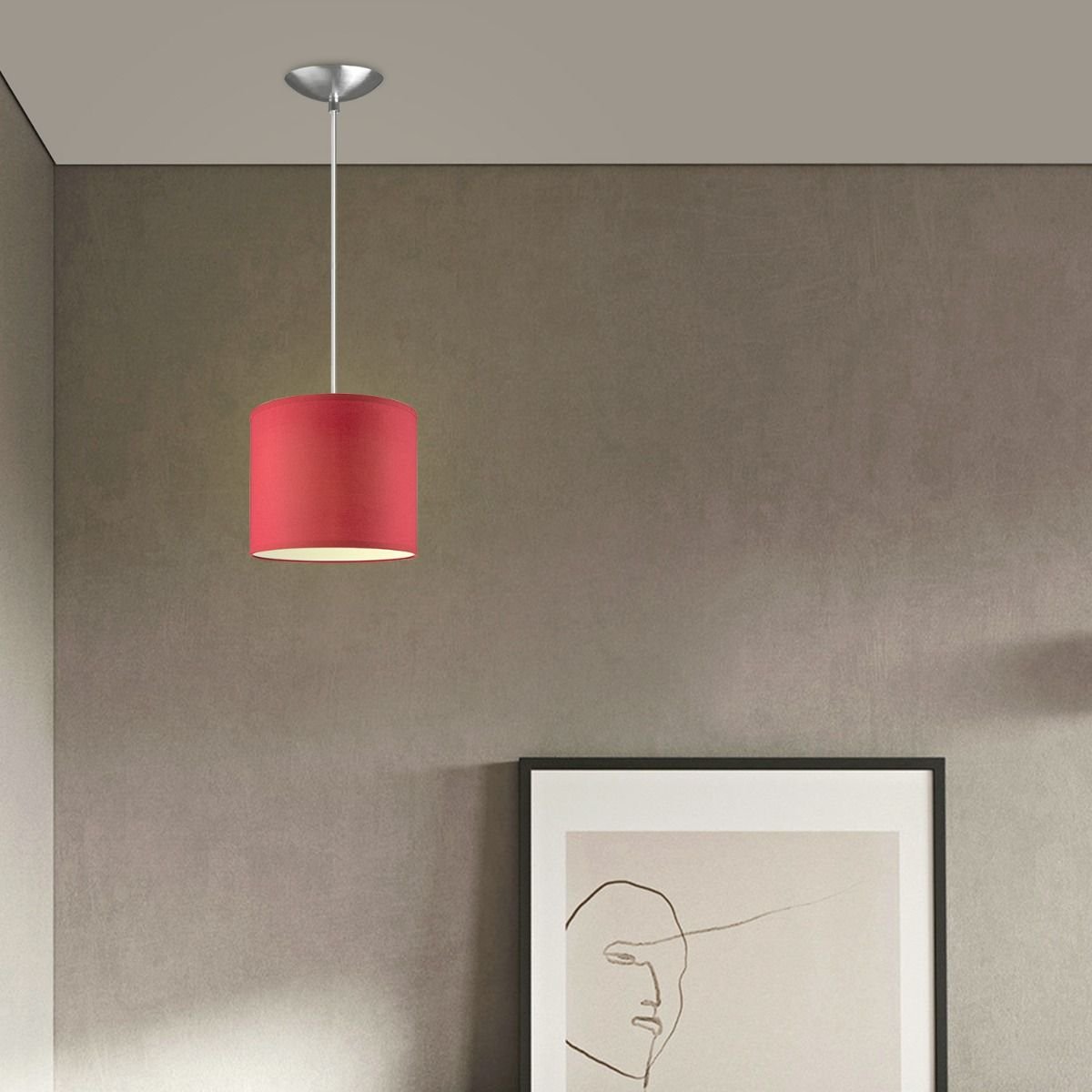 hanglamp Bling met lampenkap, E27, rood, 20cm