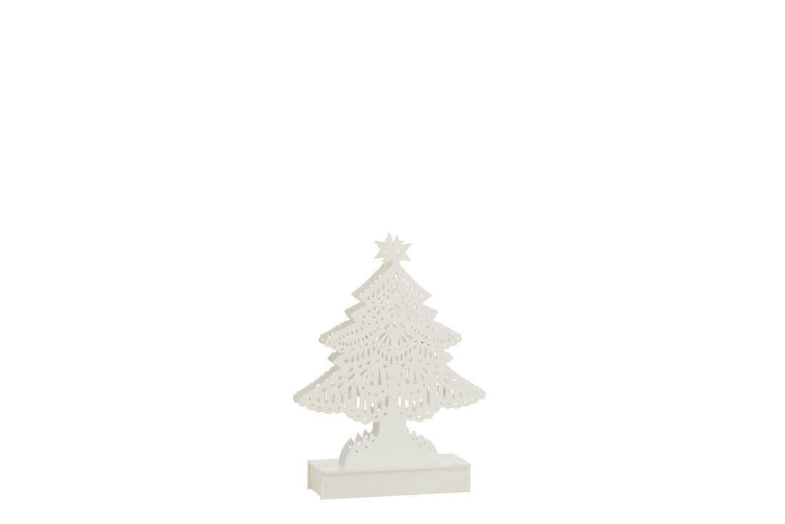Deco Kerstboom Led Hout Wit Klein
