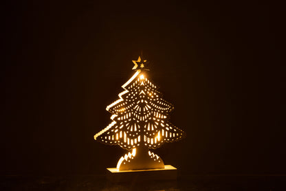 Deco Kerstboom Led Hout Wit Groot