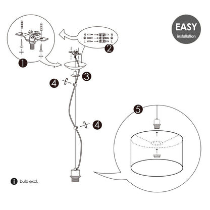 hanglamp Deluxe met lampenkap, E27, zwart, 35cm