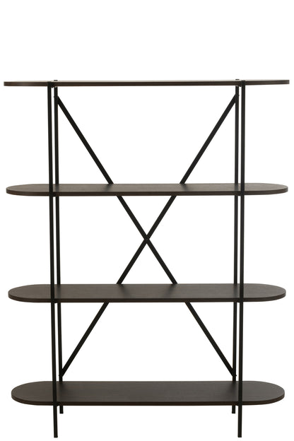 Plank Ovaal Mdf/Metaal Donkerbruin