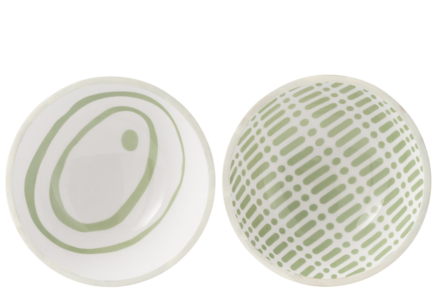 Kom van mangohout Groen/Wit Groot Assortiment Van 2