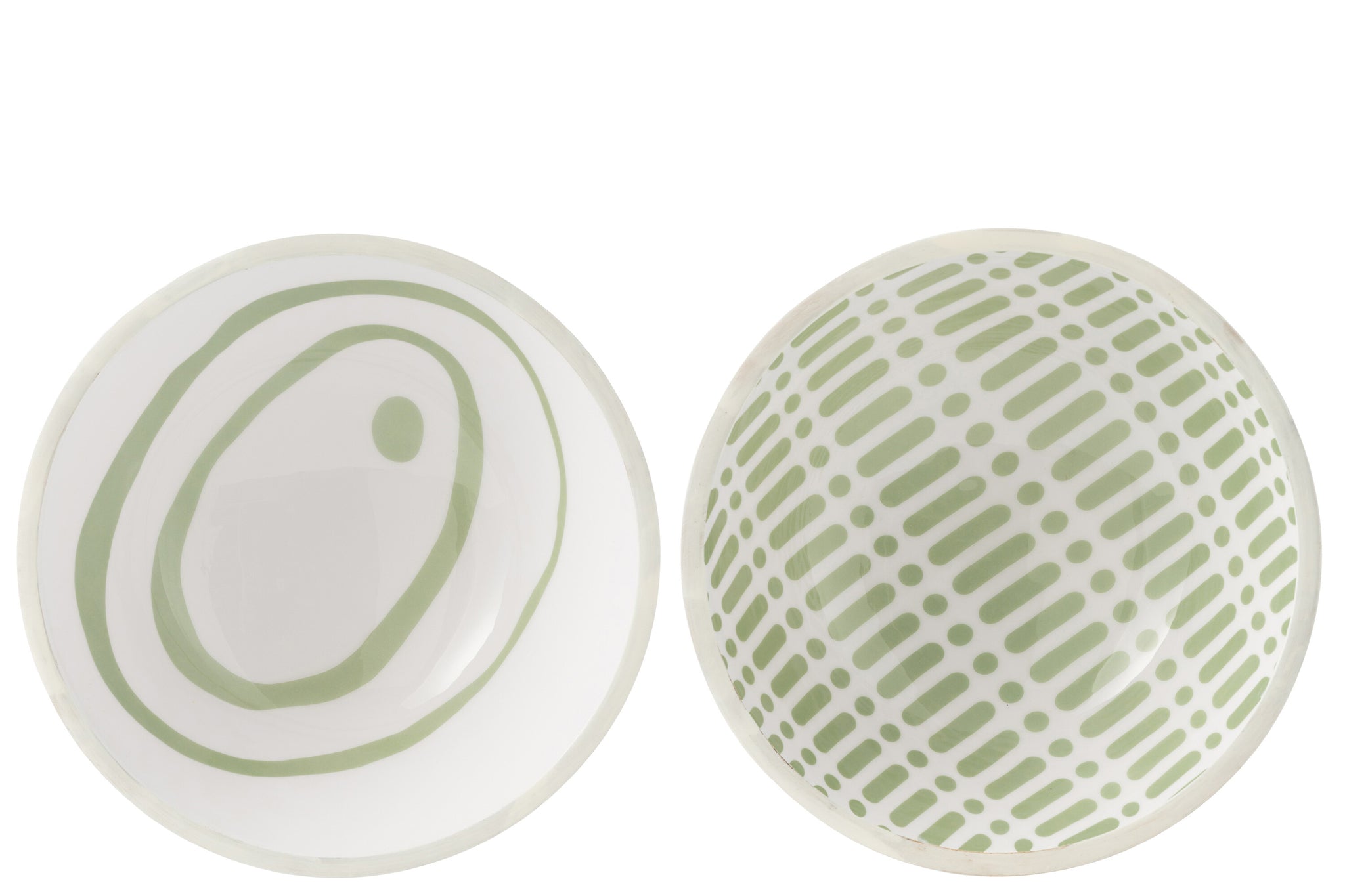 Kom van mangohout Groen/Wit Groot Assortiment Van 2