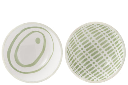 Kom van mangohout Groen/Wit Groot Assortiment Van 2