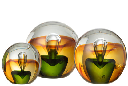 Papiergewicht Druppelglas Amber/Groen Groot