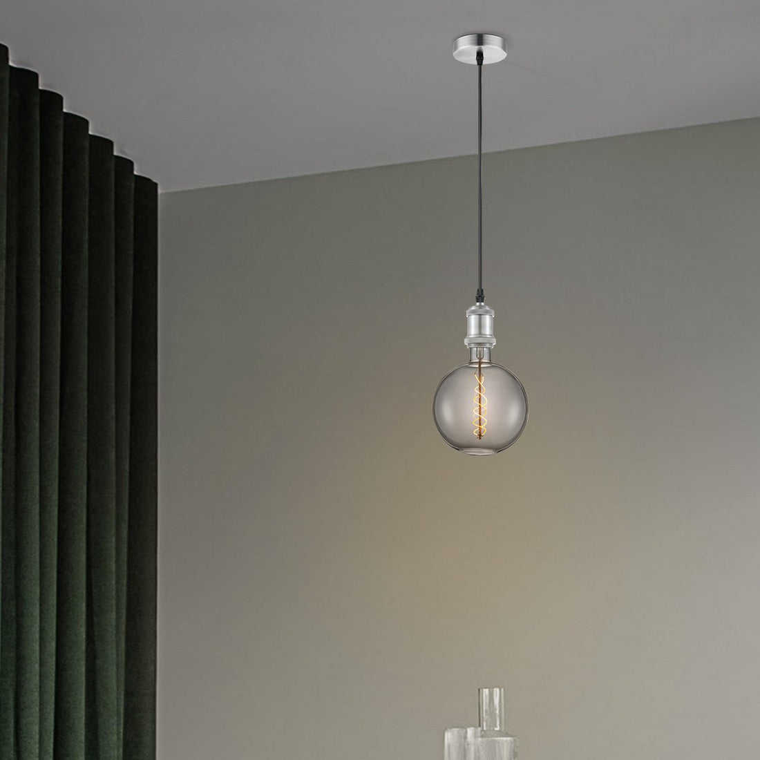 hanglamp chroom vintage - G180 - dimbaar E27 rook