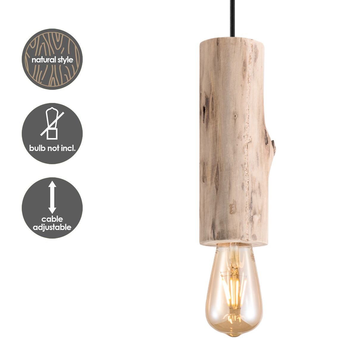 Hanglamp Billy - hout - 10x10x130cm