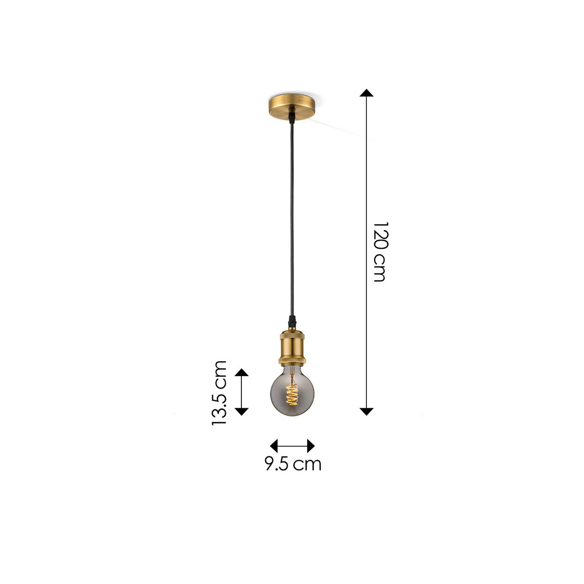 hanglamp brons vintage - G125 - dimbaar E27 rook