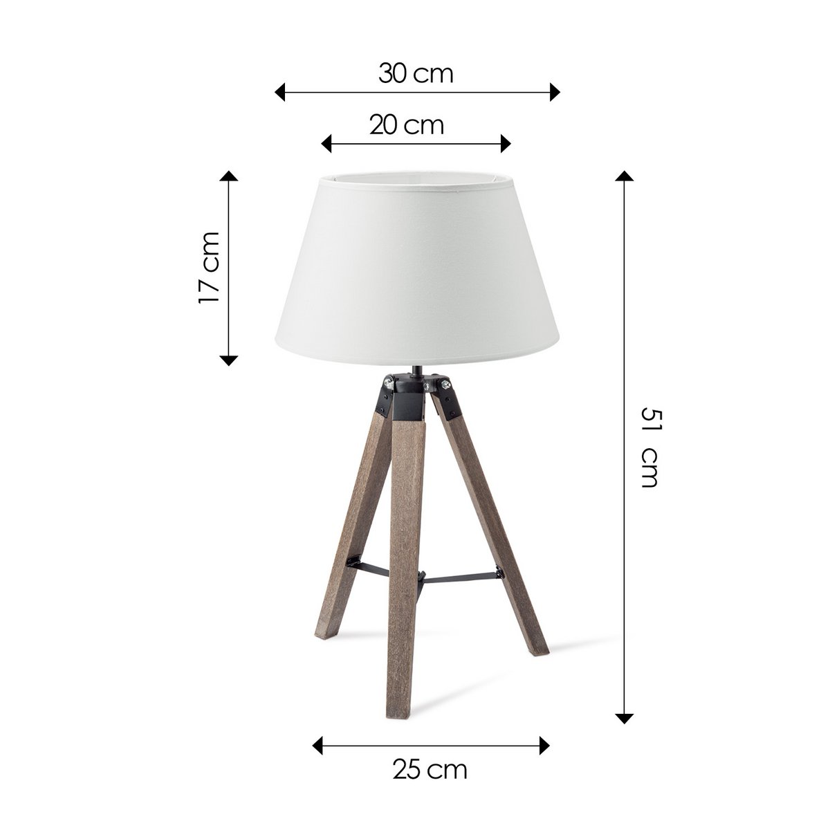 Tafellamp Largo - Natuur Lampvoet en Witte Lampenkap