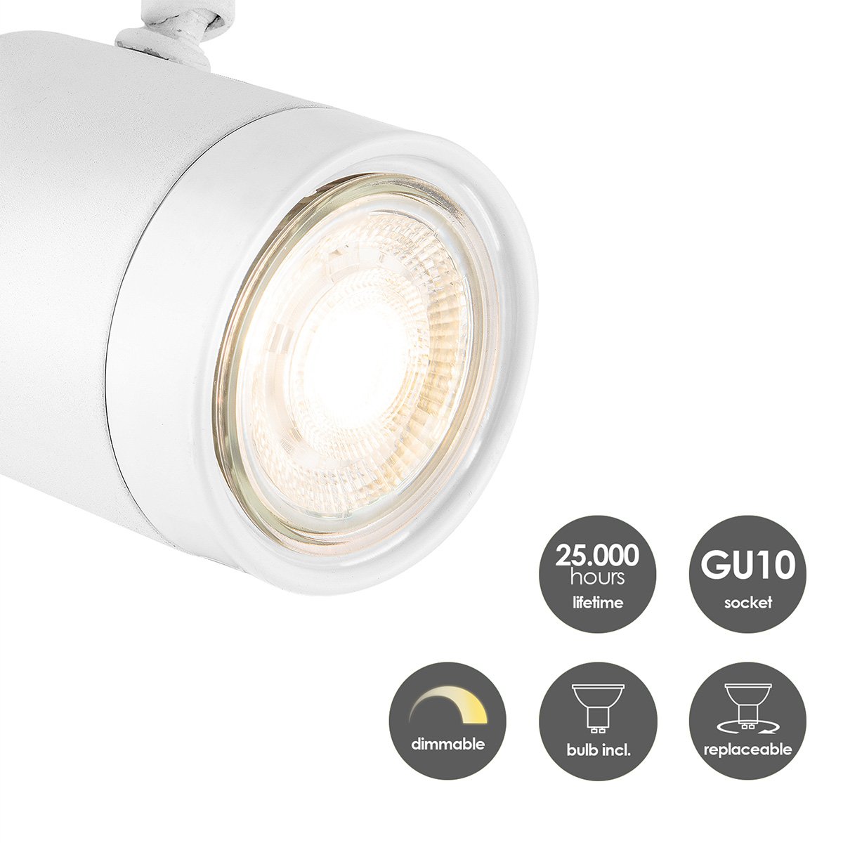 LED Opbouwspot Manu 3 - incl. dimbare LED lamp - wit