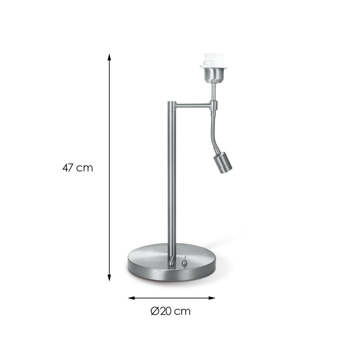 tafellamp voet Read 20/20/47cm - Geborsteld staal